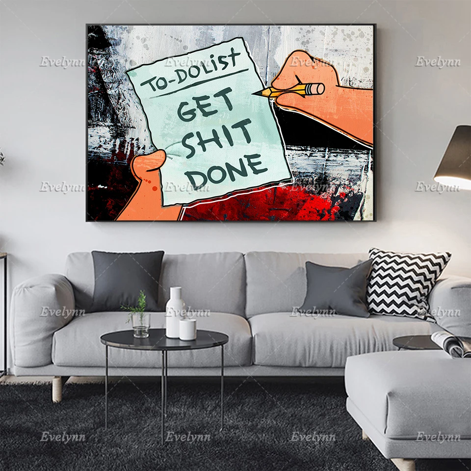 

Modern Motivational/Inspirational Canvas-To Do List "Get St Done"Quote Print Poster Wall Art Office Bedroom Home Decor Painting
