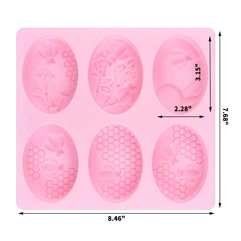 

6 Hole Oval Soap Molds Bee Shape Handmade Soap Mold Portable Honeycomb Cake Chocolate Soap Silicone Mold DIY Baking Tool