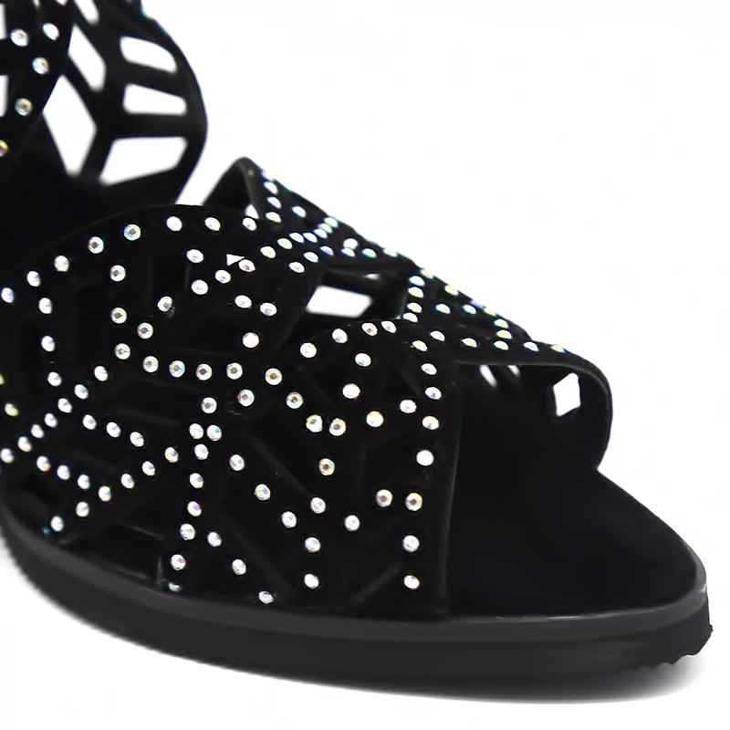 

Peep Toe Pu Leather High Heels Sandals Women 2021 Summer Shoes Women Fashion Bling Square Heel Zipper Gladiator Wedding Shoes