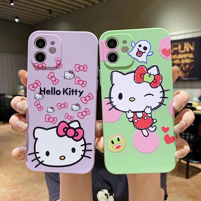 

Sanrioed HelloKittys IPhone13 мобильный телефон чехол Xr все включено 11Pro персонализированный IPhone12max защитный чехол