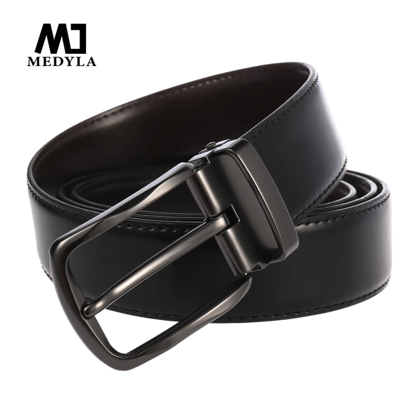 MEDYLA Cowskin Belt Men Accessories Cowboy Genuine Leather Belts For Men Vintage Pin Buckle Mens Belts Gift For Man LY4022