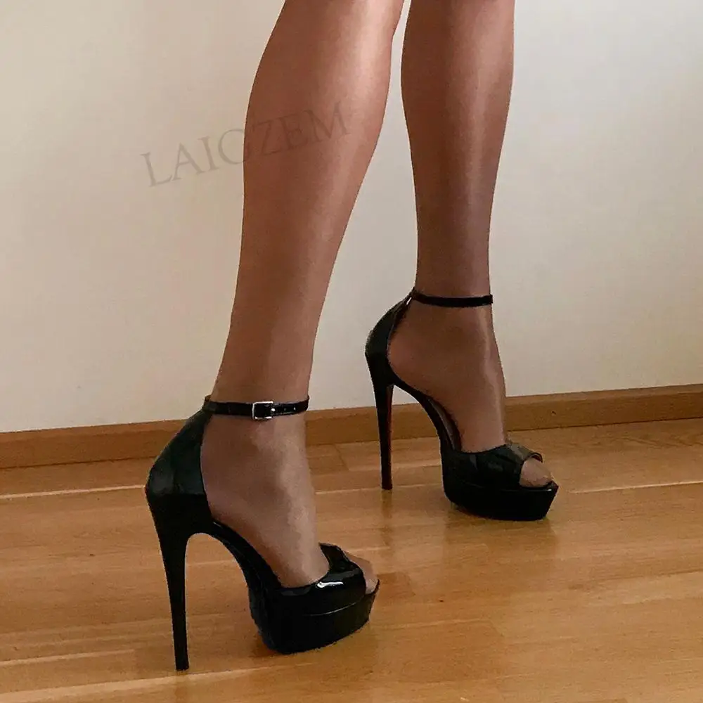 BERZIMER женская обувь на платформе лодочки с ремешком вокруг лодыжки блестящие