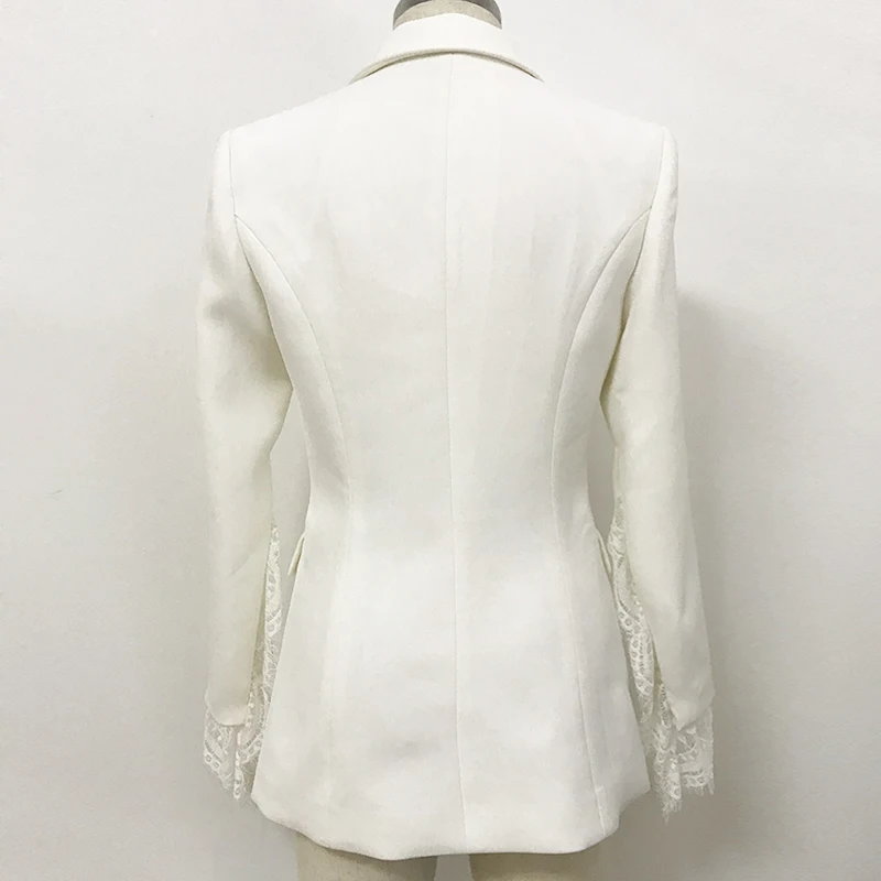 

HIGH STREET 2021 New Stylish Designer Blazer Jacket Women's Lace Fringe Slit Sleeve One Button Blazer