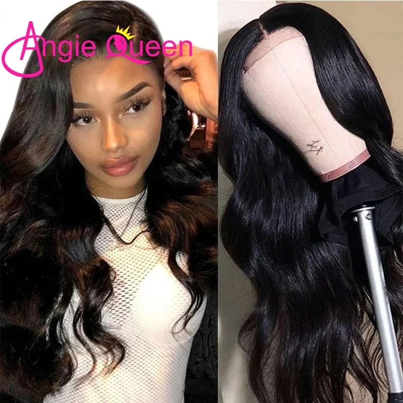 

ANGIE QUEEN бразильские волнистые волосы на сетке спереди, парики из человеческих волос HD на сетке спереди, предварительно выщипанные неповрежденные волосы, 26 дюймов, парики натурального цвета