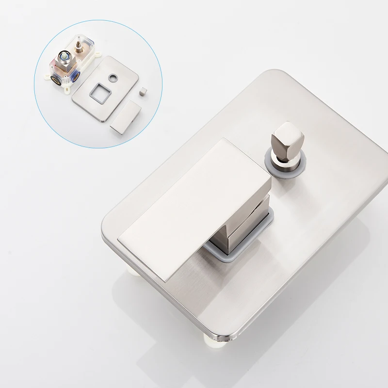 Матовый никелевый смеситель для душа Потолочная установка Скрытый кран ванной