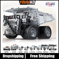 high tech engineering series electric remote control mining truck pull coal truck building blocks 1383pcs bricks education toys