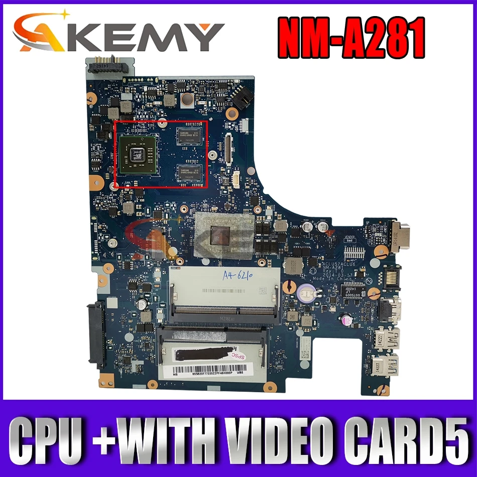 

AVAILABLE NEW 100% ACLU5 / ACLU6 NM-A281 MAINBOARD MOTHERBOARD Fit For LENOVO G50-4 NOTEBOOK PC E1 CPU +WITH VIDEO CARD5