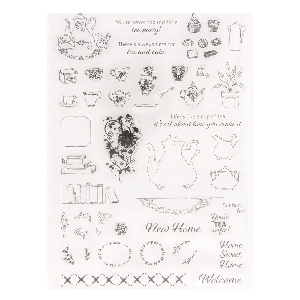 

YINISE Silicone Clear Stamps BUTTERFLY For Scrapbooking Tea set SENCIL DIY PAPER Album Cards MAKING CRAFT RUBBER Stamp MOLD