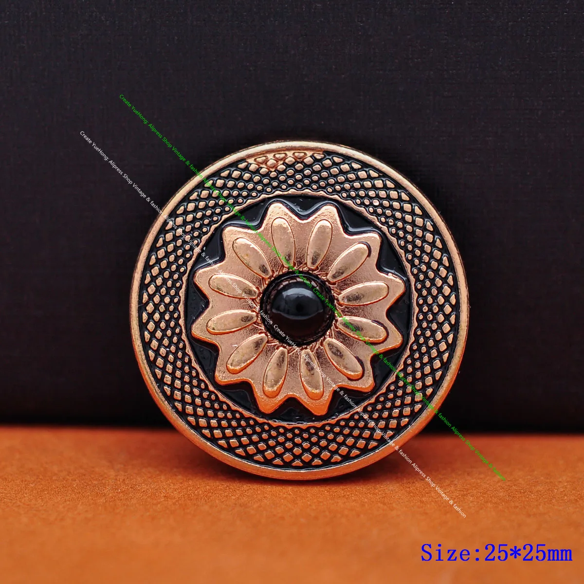 

10PC Gold Flower Black Turquoise Leathecraft Accessories Concho Screwback 1"