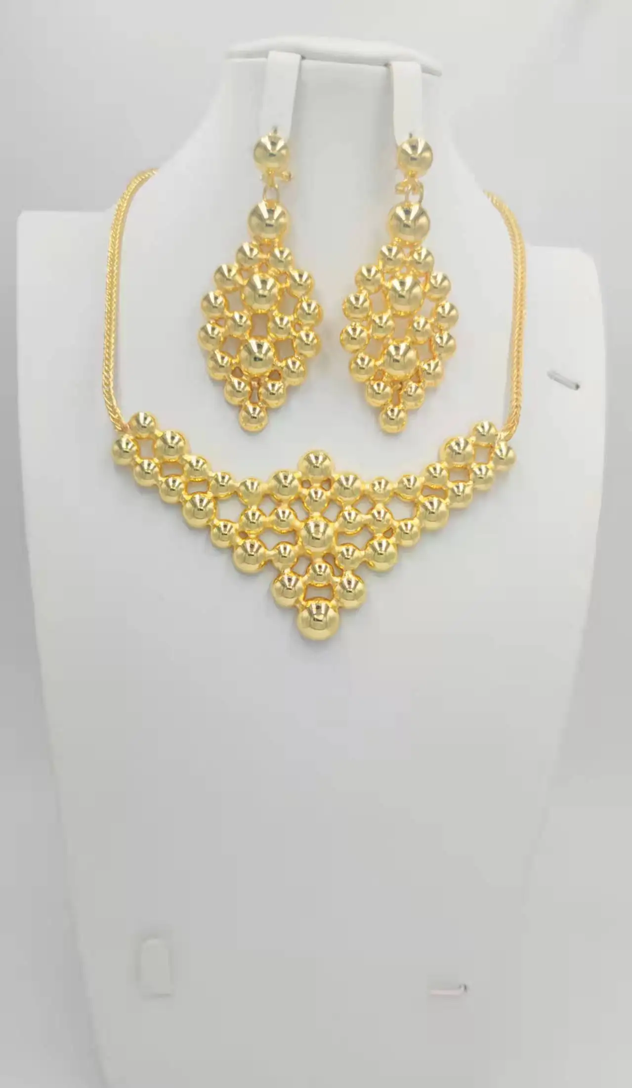 

Women gold Ethiopian jewelry set Bride Dubai jewelry wedding 24K Brazil Eritrea Arab African earrings necklace set