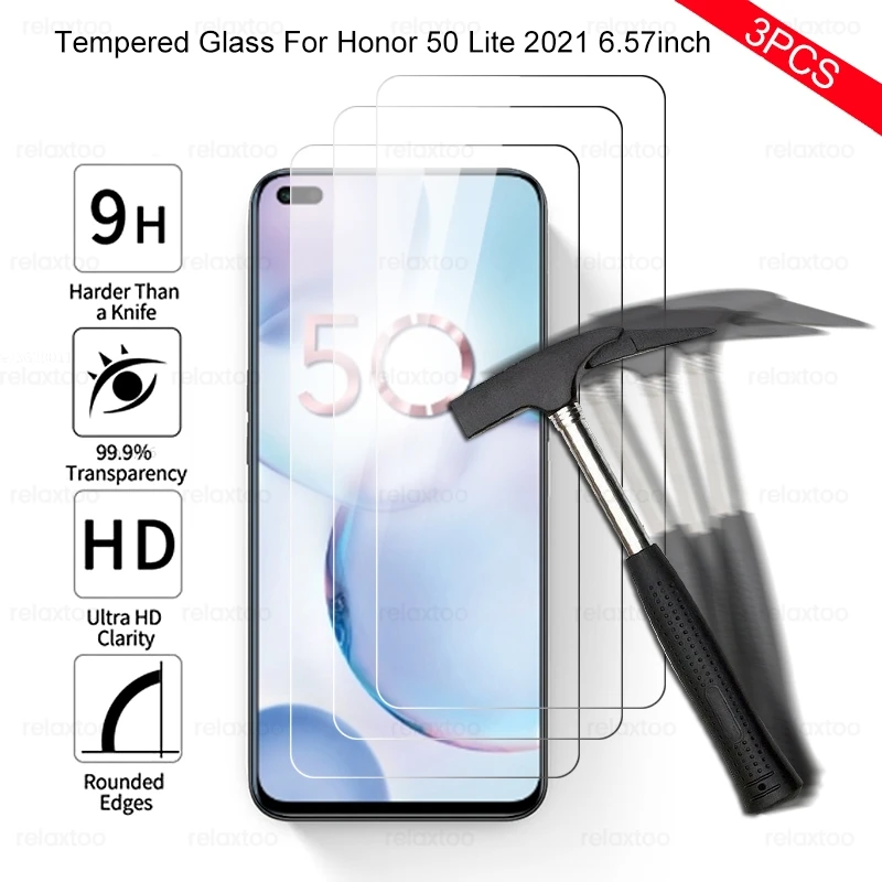 

Honor 50 lite стекло 3 шт Защитное стекло для honor 50 lite honer honar xonor 50lite светильник 6,67 ''9h Защитная пленка для экрана чехол