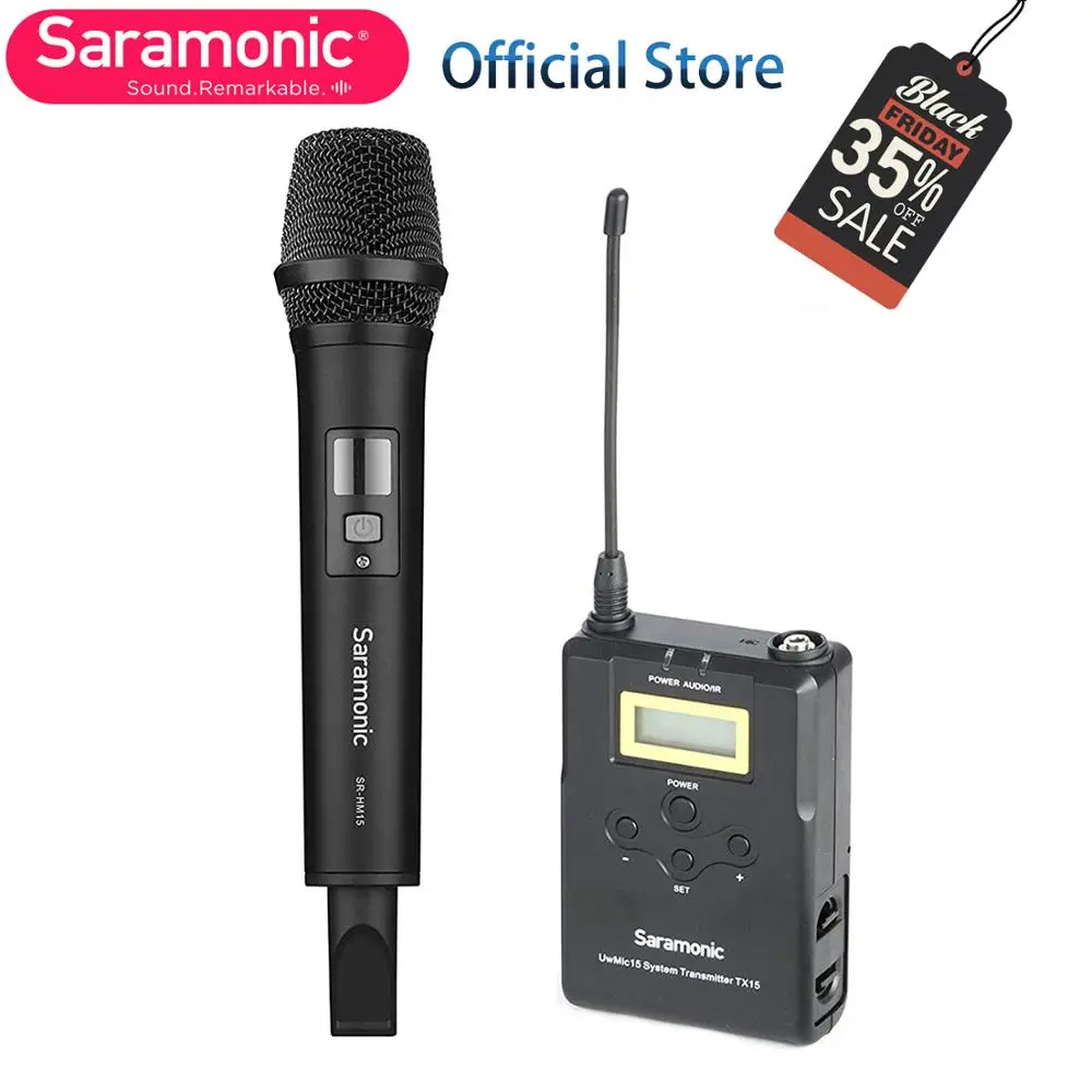 Беспроводная портативная микрофонная камера, Saramonic Uwmic15A UHF микрофон для интервью система для записи видео Nikon Canon DSLR