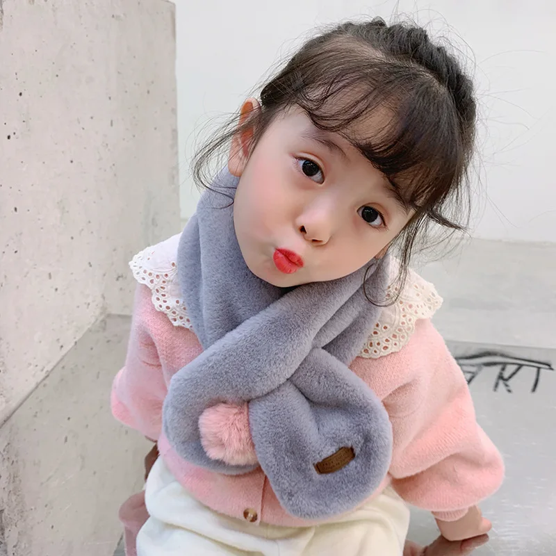 Mcmo/Высококачественный новый детский зимний шарф имитация кроличьей шерсти