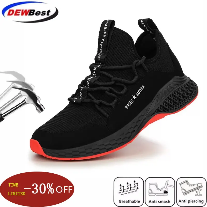 

Мужская Рабочая защитная обувь, дышащая, легкая, со стальным носком, модная дышащая спортивная обувь, летняя мужская спортивная обувь, ботин...