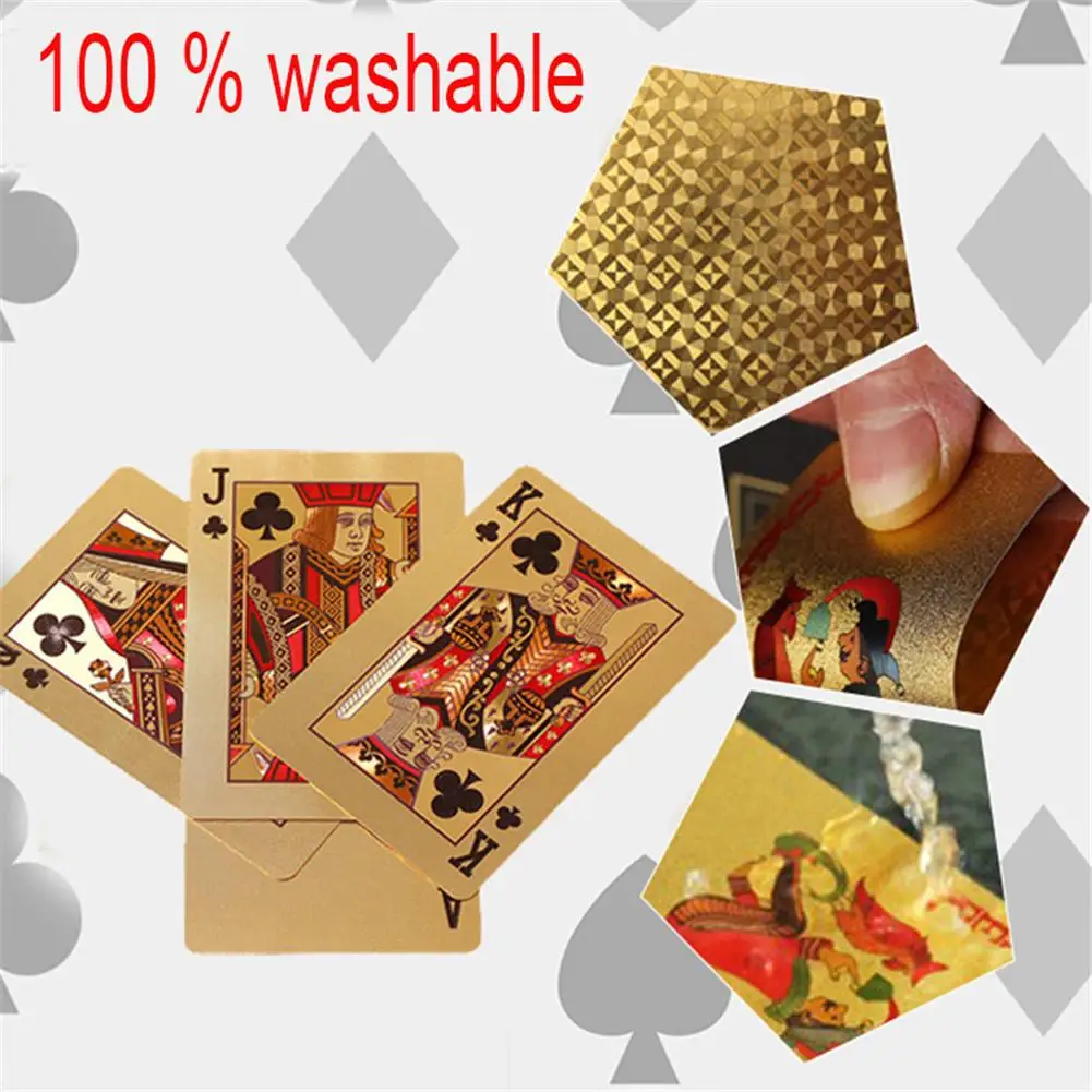 Waterproof Playing Cards Entertainment Local Gold Poker Child Kids Puzzle Card Game Deck Table Magic | Спорт и развлечения