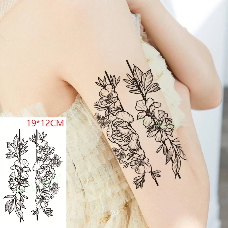 Водостойкие временные тату-наклейки роза цветок растение искусственный тату Flash