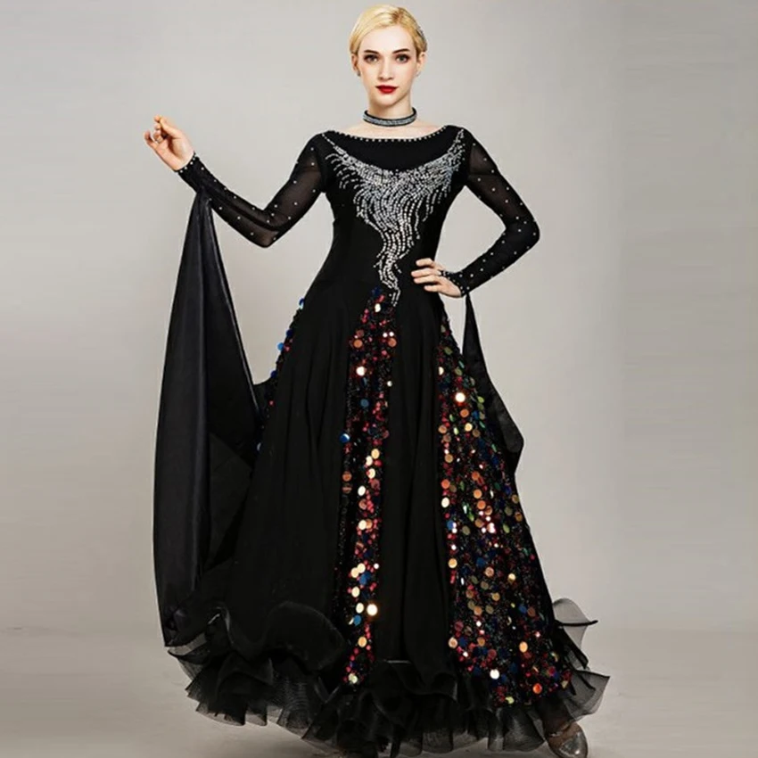 Фото Бальное платье для танцев с бахромой бальных Венское вальса бальное Светящиеся