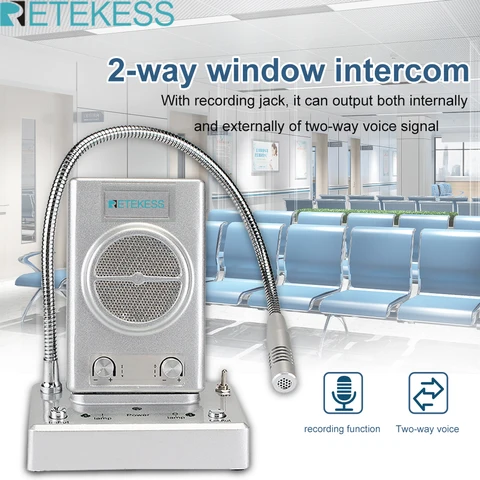 Система внутренней связи RETEKESS TW102 3W для ресторана, банка, офиса, столовой, аптеки, 2-сторонняя Голосовая система - изображение