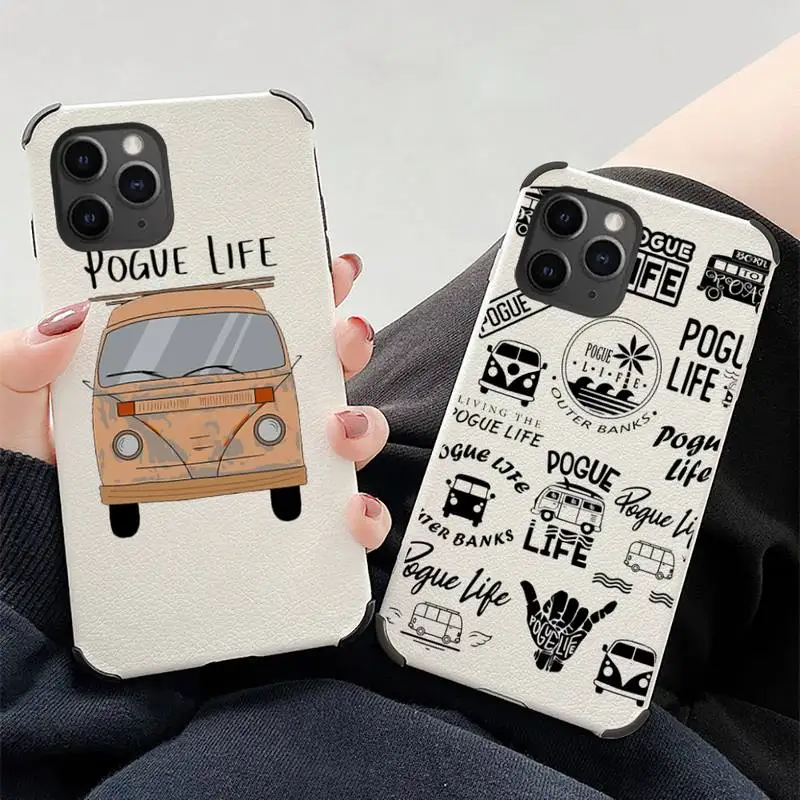 

Outer Banks Livin' the Pogue Life Phone Case Lambskin Leather For iphone 12 11 8 7 6 XR X XS PLUS MINI PLUS PRO MAX Shockproof