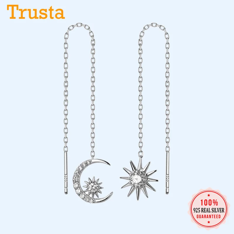 Trustdavis подлинные 925 Стерлинговое Серебро Асимметричные Солнце Луна Соединенных 10