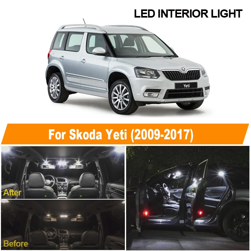 20 шт. белые лампы для автомобильного освещения Skoda Yeti 2009-2017 | Автомобили и