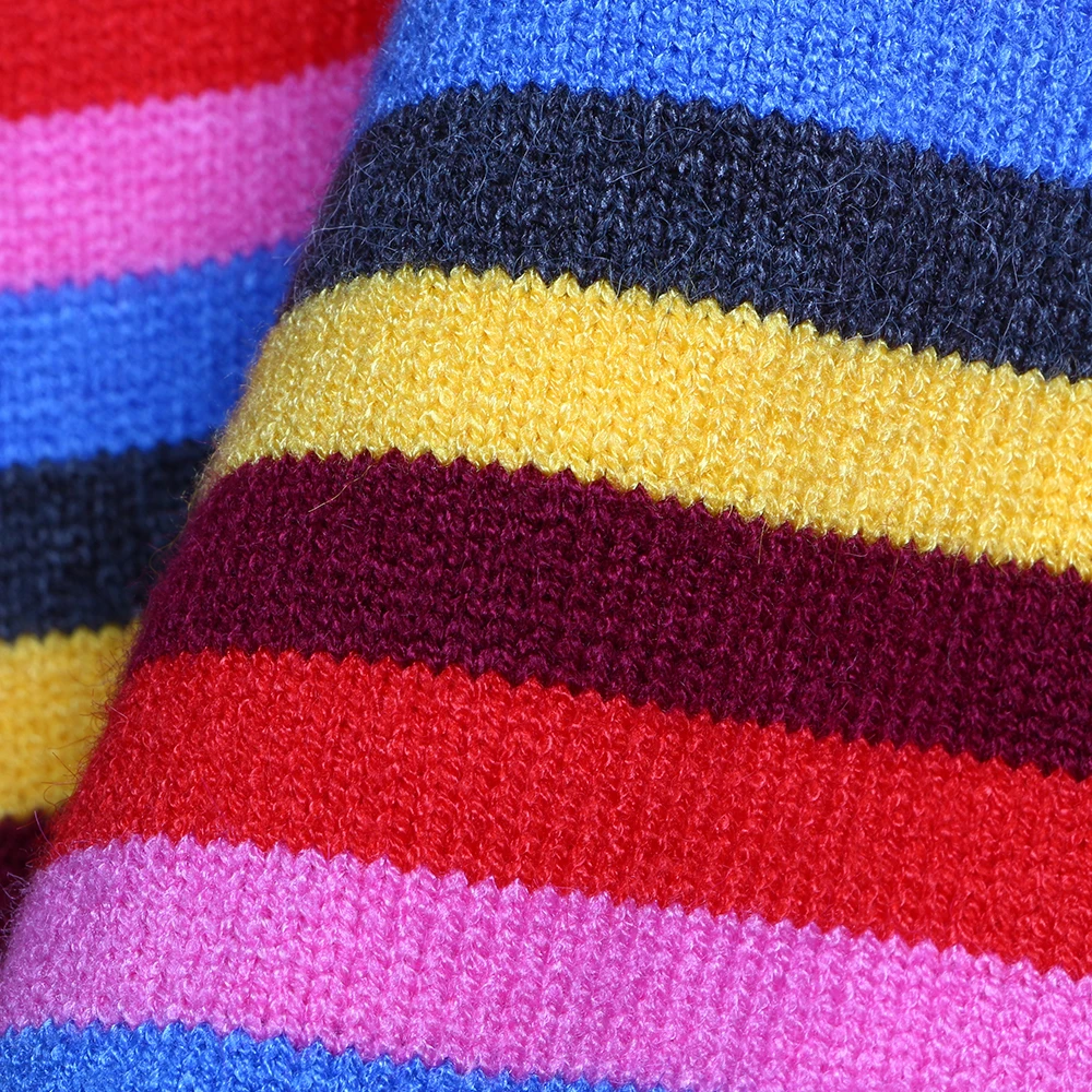 Радужный Модный женский свитер 2019 осень зима новый вязаный с круглым вырезом