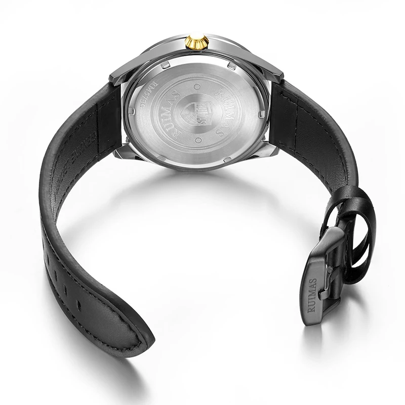 RUIMAS Простые повседневные Роскошные Кварцевые часы мужские военные кожаные