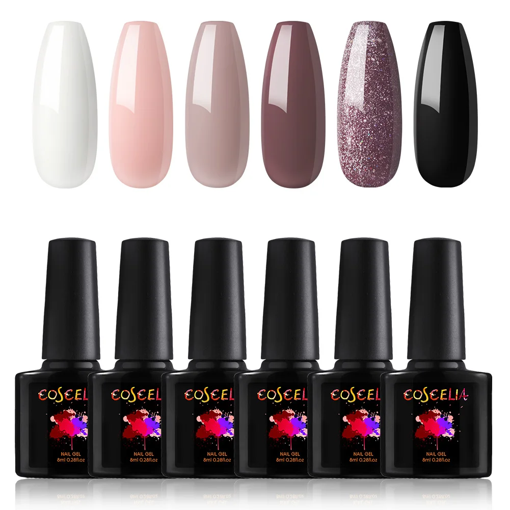 6 Pcs Gel Kit 5 COSCELIA набор гель-лаков для ногтей для наращивания ногтей набор для дизайна ногтей гель УФ светодиодный дизайн лампы акриловый маникюрный набор для ногтей - Цвет: 6 Pcs Gel Kit 5