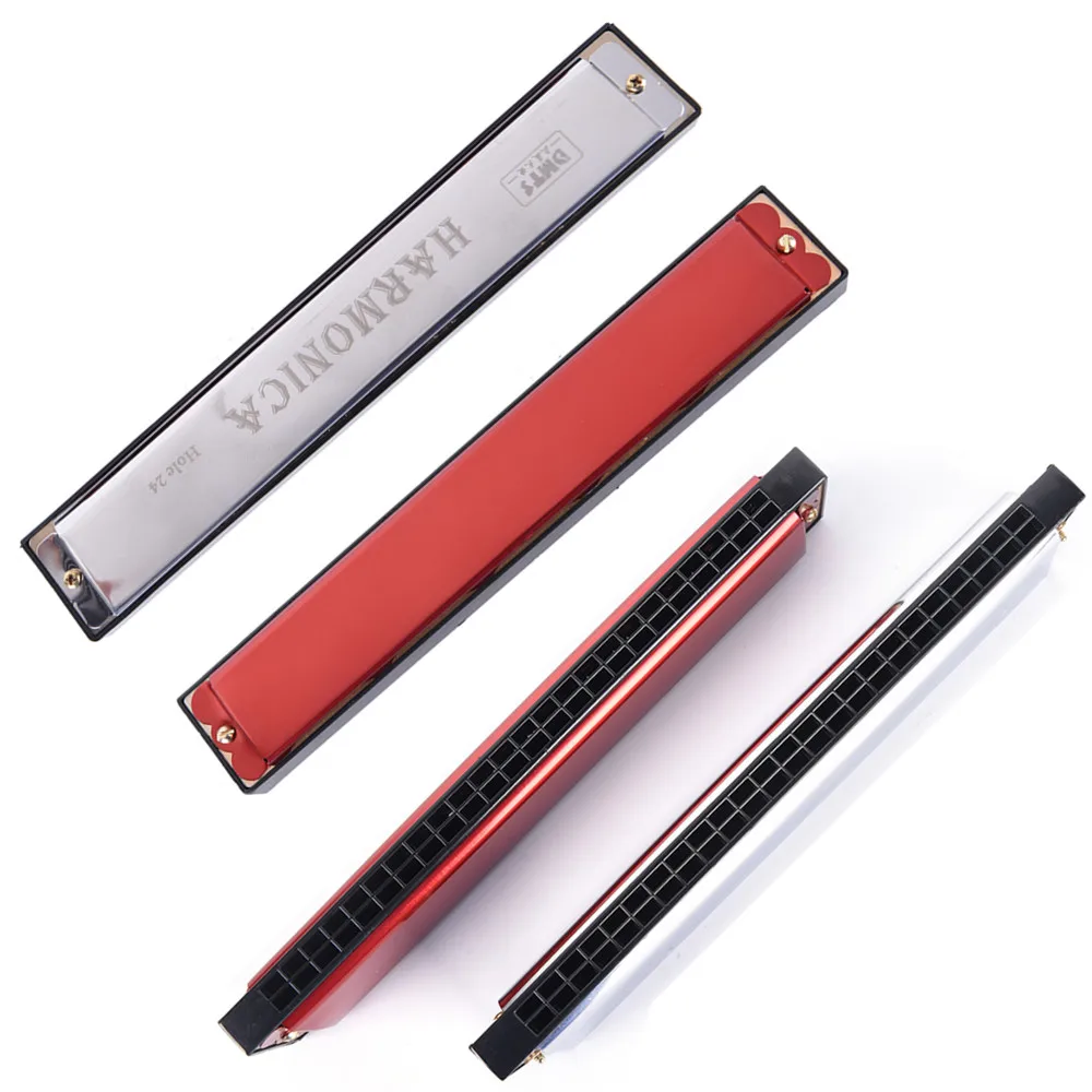

IRIN 24 Hole Key Of C Play Harmonica Tremolo Harmonica Mouth Organ Double Row Blues Jazz Rock Folk Musical Beginner Instrument