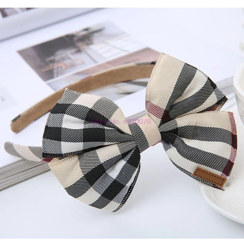 DHL 100 шт милые решетки с большим бантом Детские обручи для волос повязки принцесса