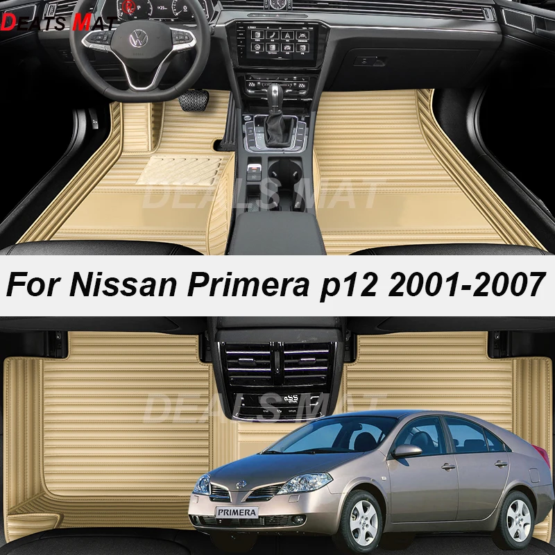 

Custom 5 Seats Leather Luxury Auto Car Mats With Pockets Floor Carpet Rugs For nissan primera p12 2004 2005 2006 accessories