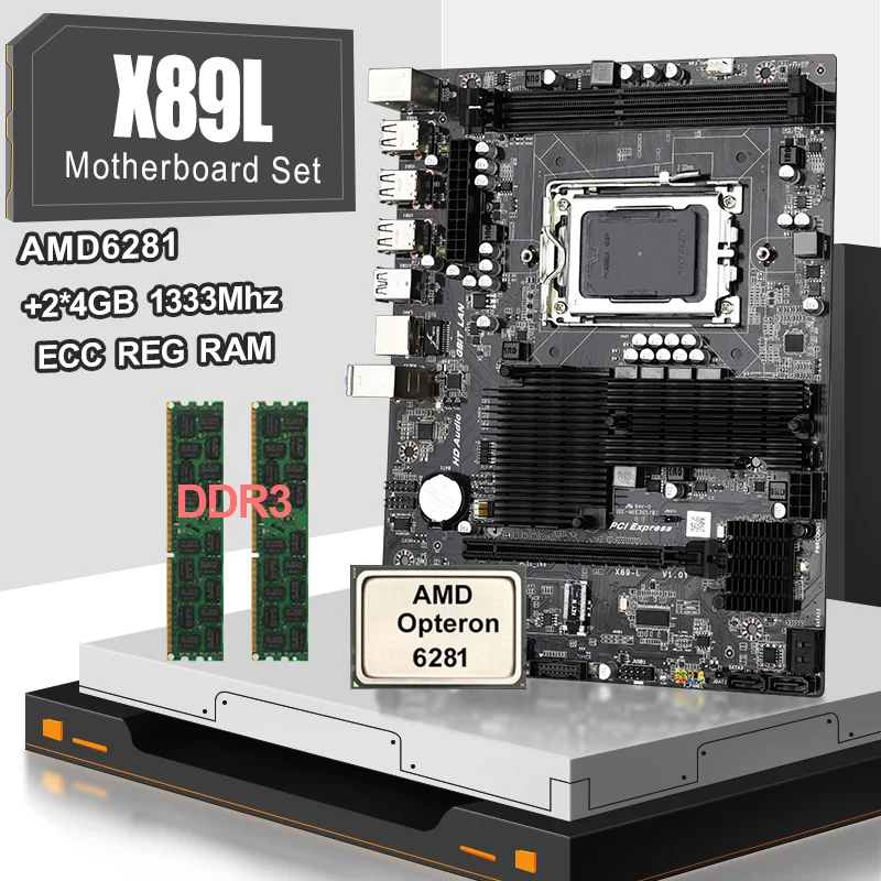 Verkaufen AMD G34 Buchse Motherboard Set Mit 2*4gb = 8GB DDR3 1333mhz Speicher Und AMD Opteron 6281 Mit 16 Core Cpu