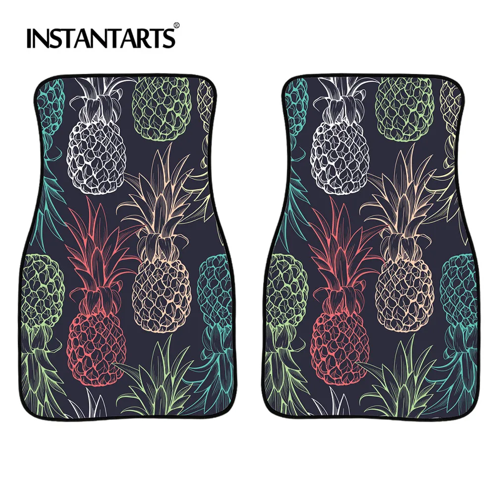 

INSTANTARTS Tropical Pineapple Printed Durable Rubber Floor Mats for Cars Front Indoor Universal Cars Floor Mats Set of 2 New
