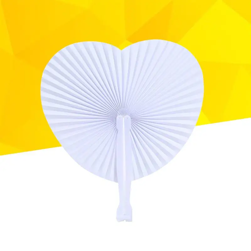 

20PCS White Folding Paper Fans Heart Shaped Assortment with Plastic Handle for Wedding Favor Party Bag Filler