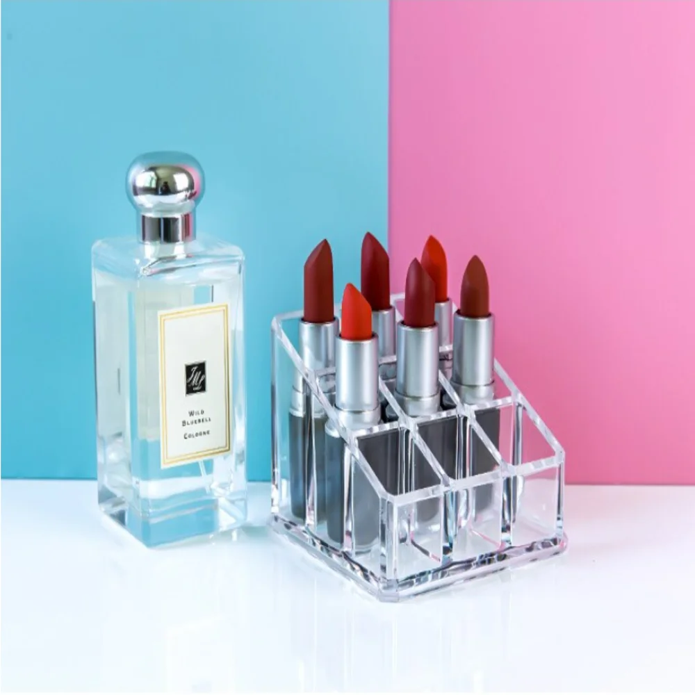 9 ячеек/коробка стойка для хранения губной помады акриловая прозрачная