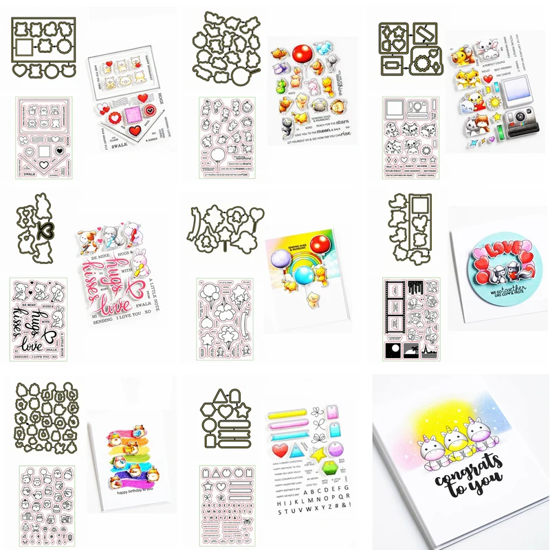 2020 новые штампы и наборы штампов с животными воздушными шарами надписями