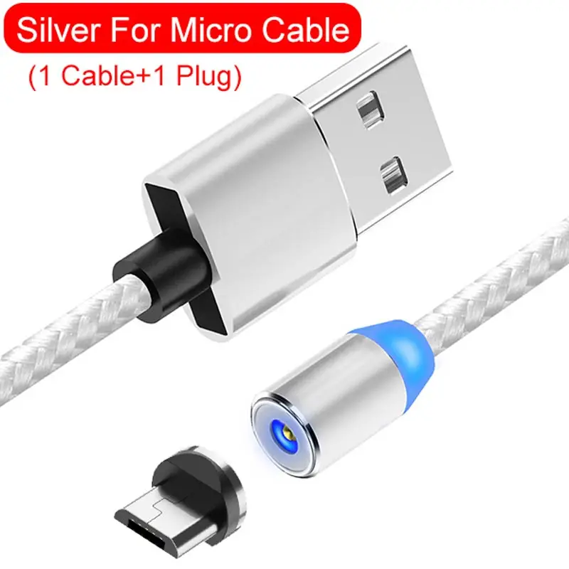 Suntaiho USB магнитная зарядка течёт светильник светодиодный Micro USB магнитный кабель Быстрая зарядка для iphone светильник ing USB Type C кабель Магнитный кабель для мобильного телефона - Цвет: For micro white