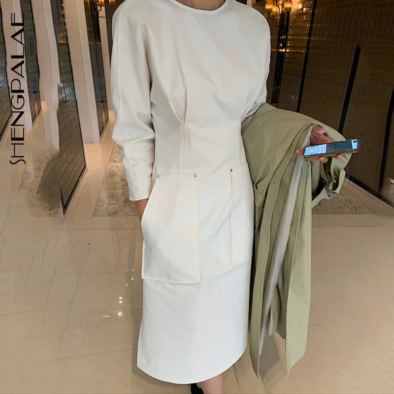 SHENGPALAE/Новинка 2020 года сезон весна модное винтажное платье до середины икры с