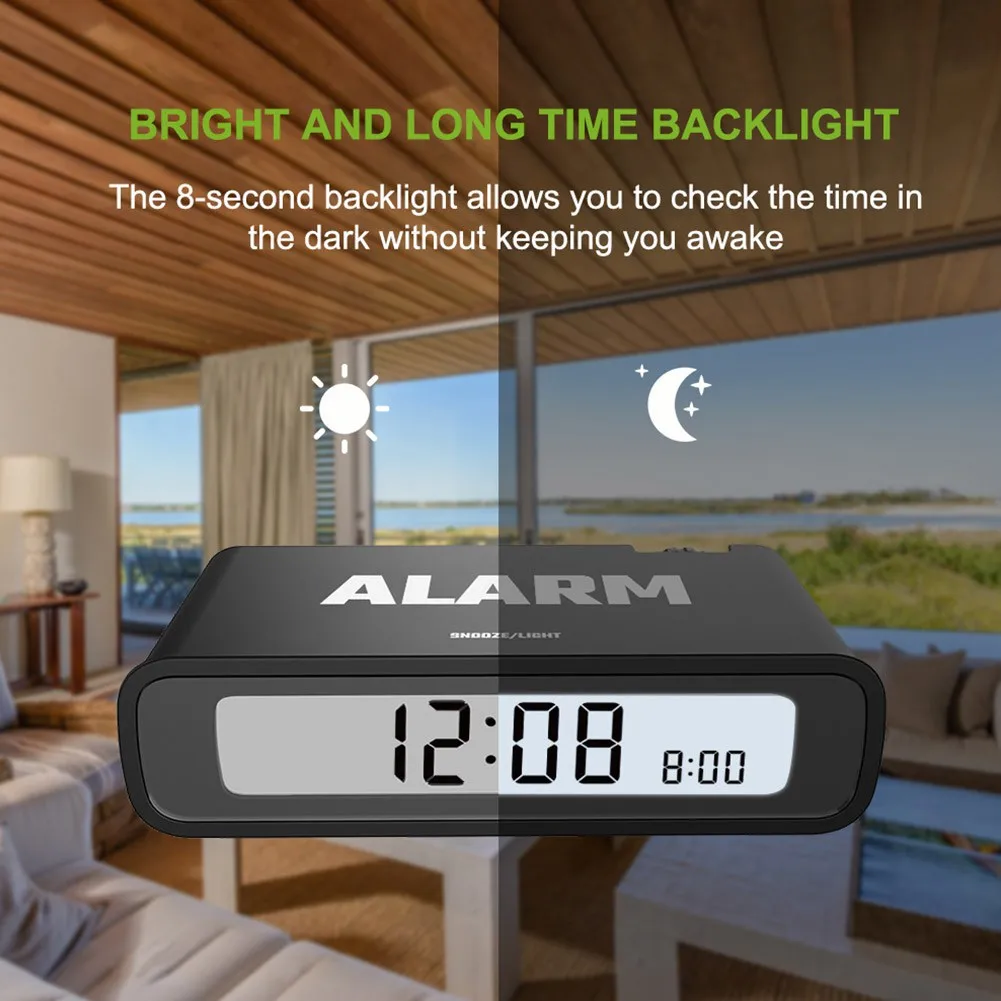 

Flip On/off Time Alarm Clock, Backlight, Snooze Function, Compact And Portable Travel Alarm Clock, With Emergency Lighting 2021