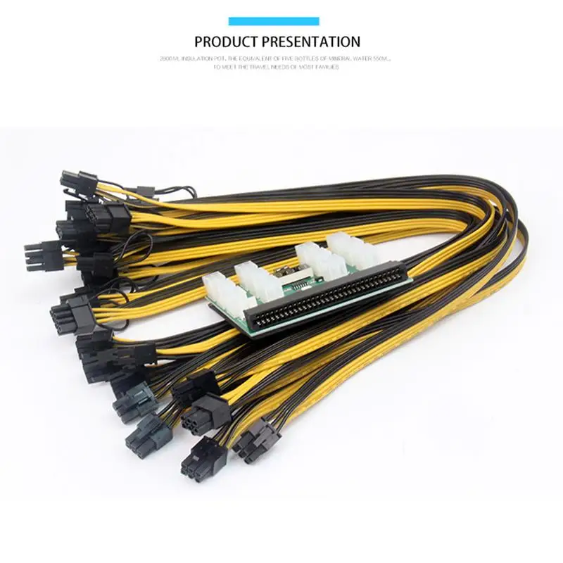 

1200w/750w Breakout Board + 12pcs 6P Male to (6+2)8P Male Power Cables Kits For HP PSU GPU Mining Ethereum New
