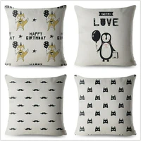 cute nordic cartoon animal print cushion cover throw pillows cases sofa home