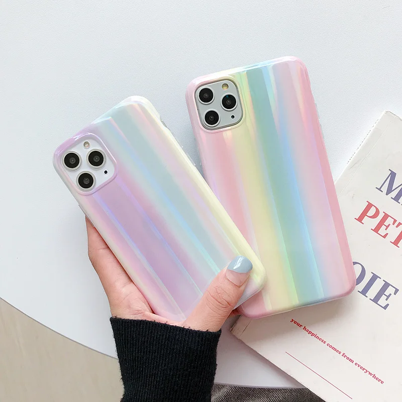 Aurora laser phone case for iphone 11 11Pro Max case for iphone X XR XS Max 7 8 6 6S Plus Gradient color case capa