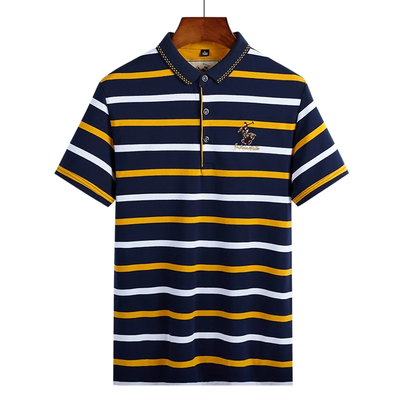 

Men's Striped Polo Shirt Popular Polo Shirt High Quality Cotton Yarn Dyed T-shirt Lapel