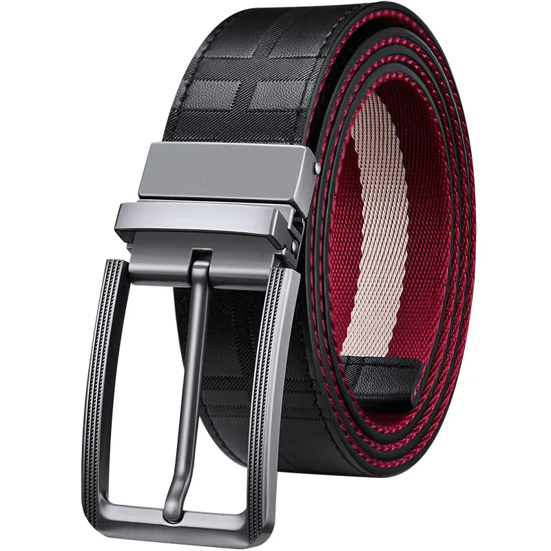 Luxury Belt Men Leather Ins Buckle Belt Tide Young People Canvas on Both Sides Available Korean Fashion Casual Wild Belt