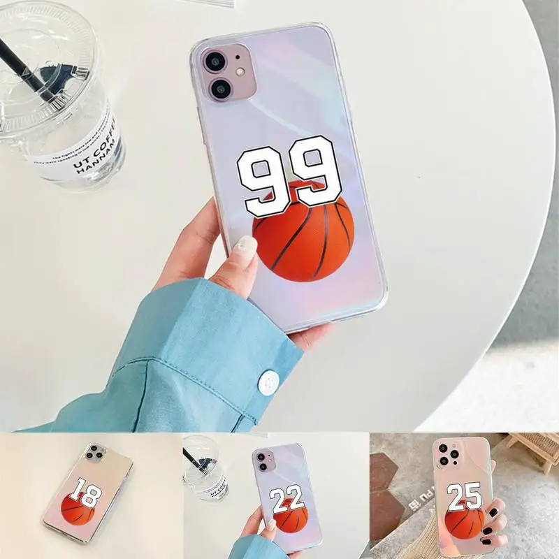 

Simple basketball lucky numbers Phone Case for iPhone xiaomi redmi 7 8 9 11 12 10 S X XS XR MINI Pro Max Plus laser Transparent