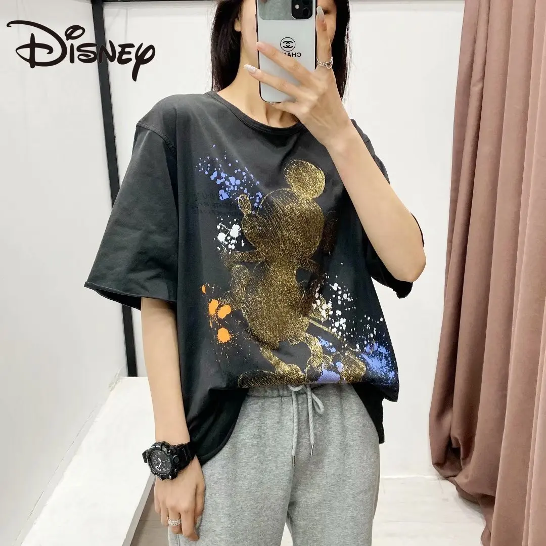 

Disney European and American style women's fashion versatile round neck top Mickey Minnie loose cotton short sleeve T-shirt