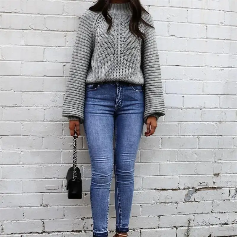 

ZXQJ 2021 Модный женский свободный вязаный свитер в стиле оверсайз, винтажные женские пуловеры с круглым вырезом и длинными рукавами-фонарикам...