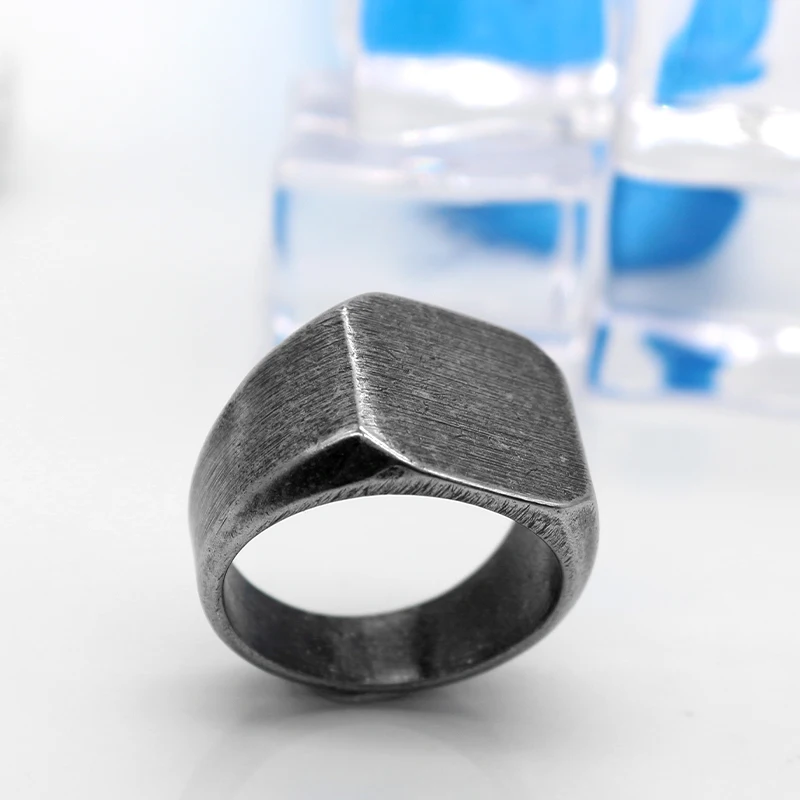 Мужское кольцо с печатью из нержавеющей стали 316l однотонное простое байкерское