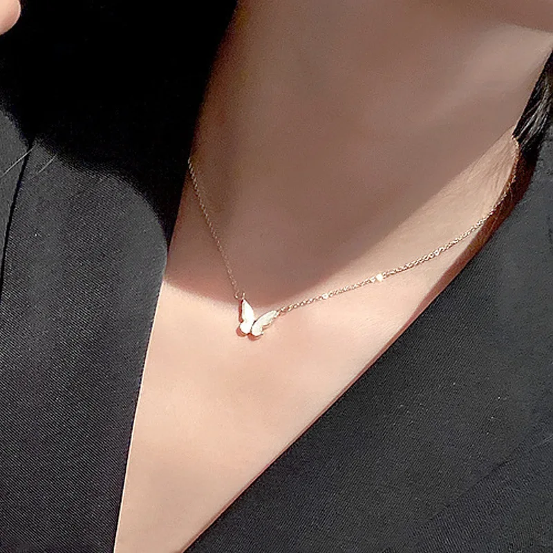

Fashion Tiny Dainty Butterfly Pendant Necklace Gold Color Clavicle Chain Choker Necklace For Women Pendant Jewelry Gift