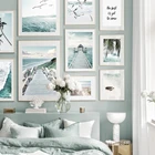 Морская птица Пальма пляжный мост дельфины настенная Картина на холсте скандинавские плакаты и принты настенные картины для декора гостиной
